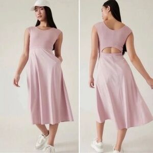 Athleta Ryder Smoked Mauve Midi Cut Out Dress Women’s Medium Active Sporty Vacay